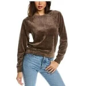 Monrow Velour Crewneck Sweatshirt Vintage Brown Size Large